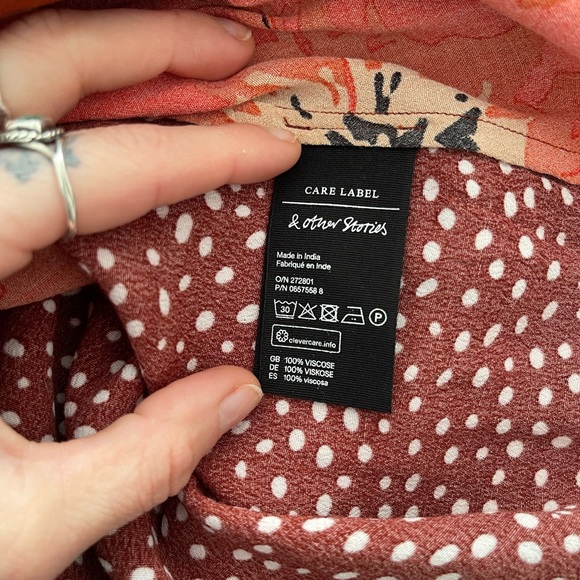 & Other Stories duo print midi dress, size: 2, 100% viscose - Picture 7 of 7